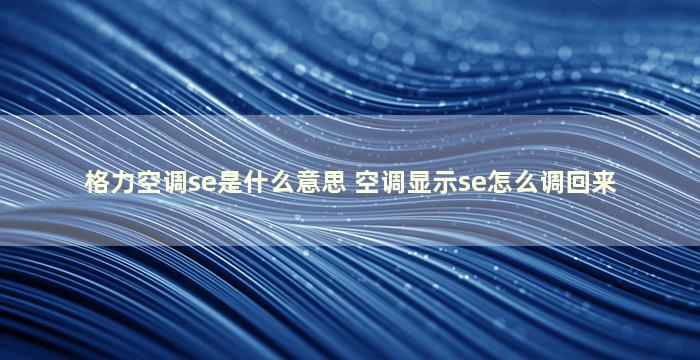 格力空调se是什么意思 空调显示se怎么调回来